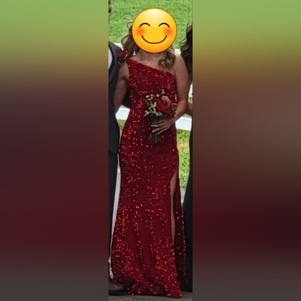 Red Sequin Formal Dress - size 0, fits like most 2's
